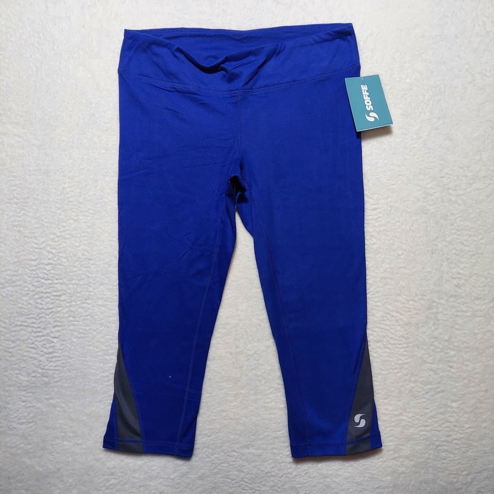 Soffe Capri Leggings Junior M Royal Blue Brand New Colorblock Activewear 1186V